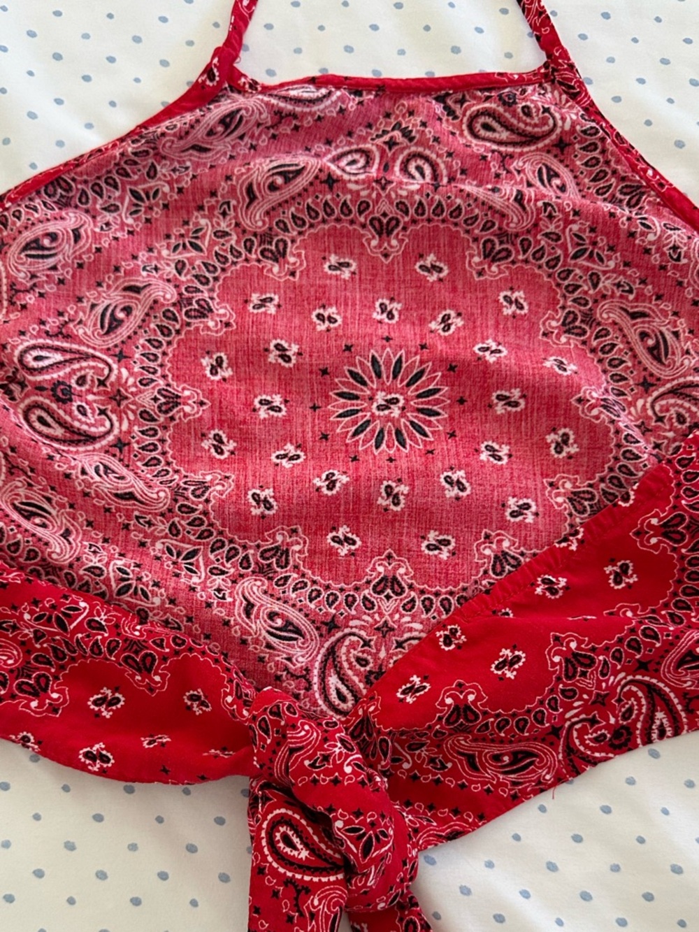 Forever 21 Red Bandana Halter Top Open Back Tie Crop - Picture 5 of 7